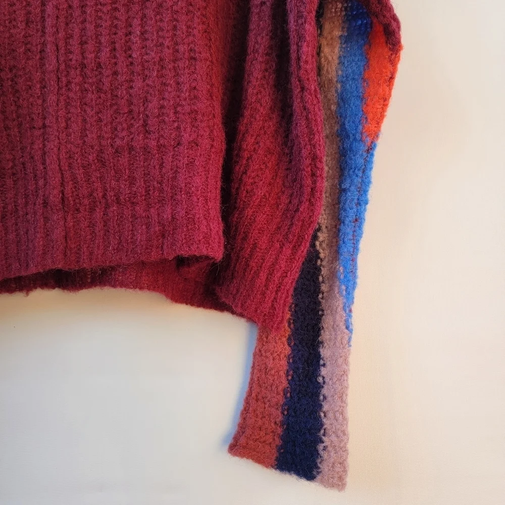 Free People New See the Rainbow Alpaca Striped Sweater Size XS Boho Scandi